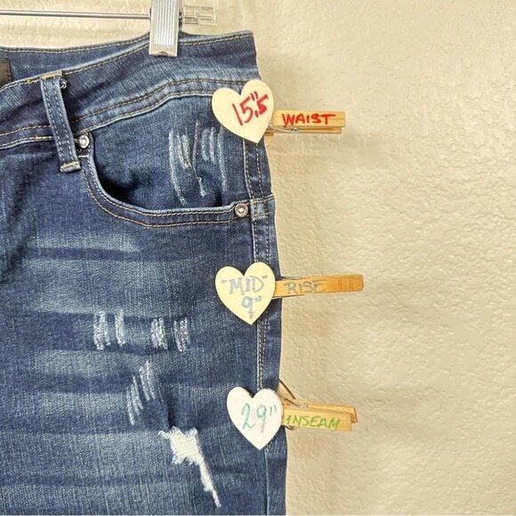 GRACE IN LA Womens Mid Rise Slim Blue Jeans Size 29/29 with 2% stretch Distresse - Picture 5 of 6